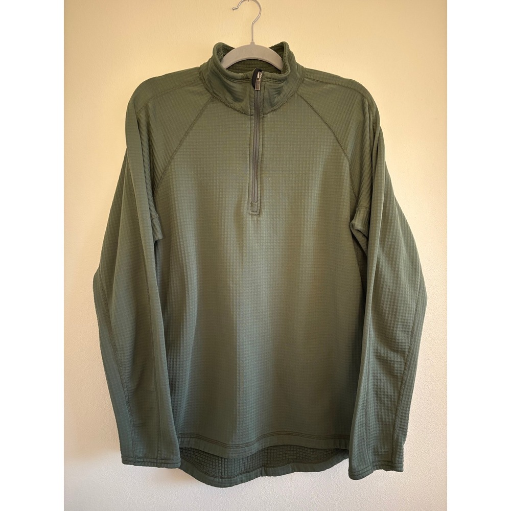 Duluth Trading Polartec Grid Quarter Zip Mens Large Green Outdoor Hiking Active